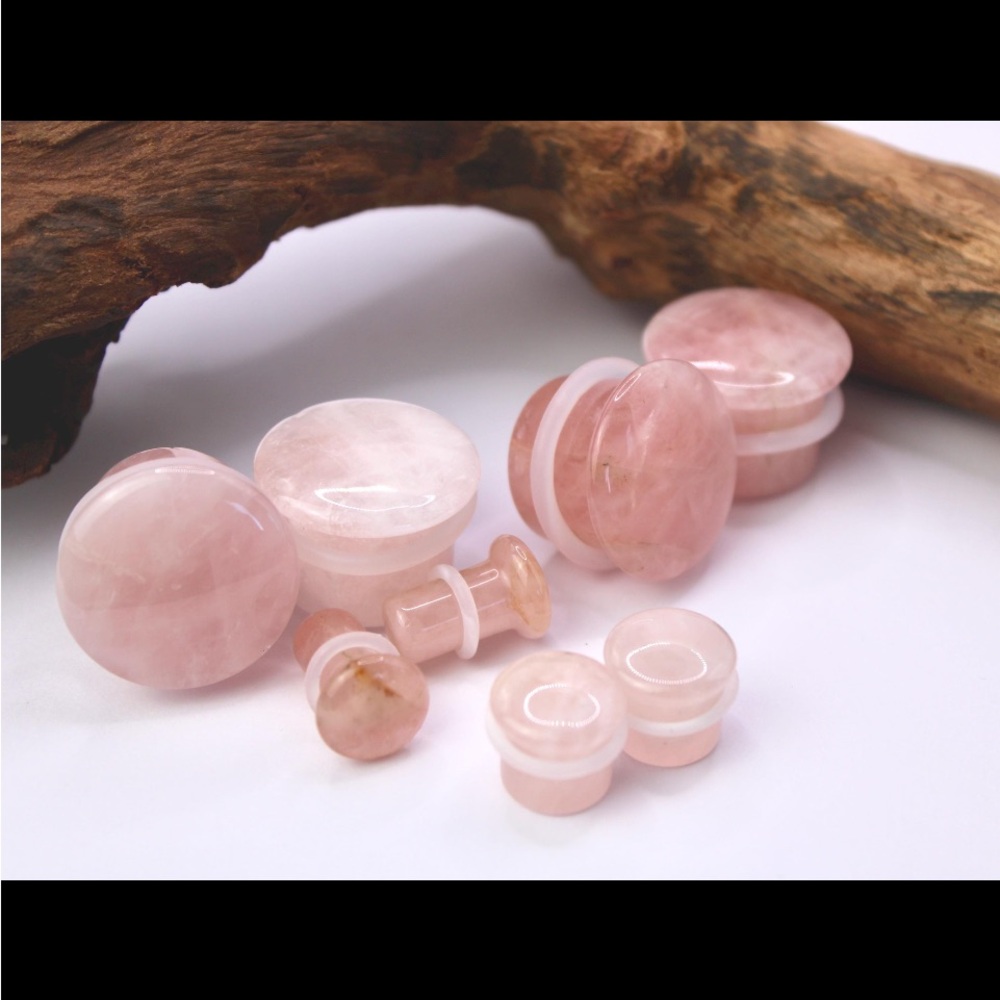 Pink Stone Plugs Rose Quartz